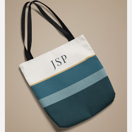 Bolsa Tote Monograma Personalizado | Design Listrado Elegante