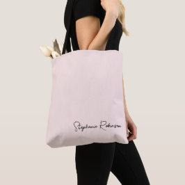 Bolsa Tote Monograma Personalizado em Script Rosa Bege Elegan