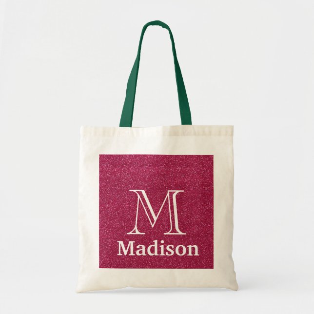 Bolsa Tote monograma personalizado falso com brilho Dourado (Frente)