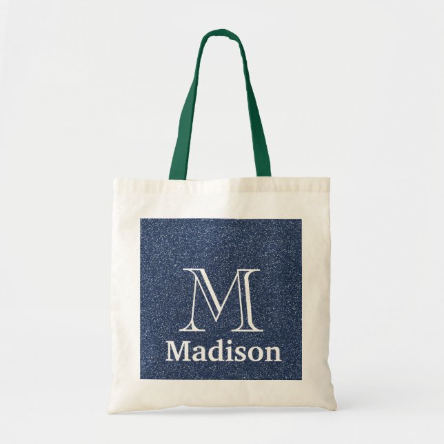 Bolsa Tote monograma personalizado falso com brilho Dourado (Frente)