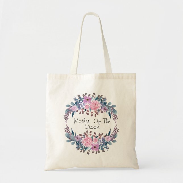 Bolsa Tote Monograma personalizado: flor de aquarela (Frente)
