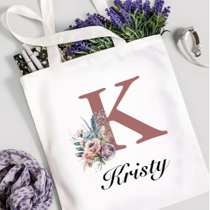 Bolsa Tote Monograma Personalizado Inicial & Nome Menina