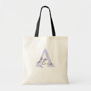 Bolsa Tote Monograma Personalizado Lilás Moderno e Elegante
