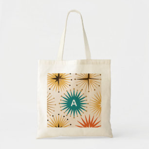 Bolsa Tote Monograma Personalizado Mid-Century Modern Starbur