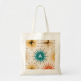 Bolsa Tote Monograma Personalizado Mid-Century Modern Starbur