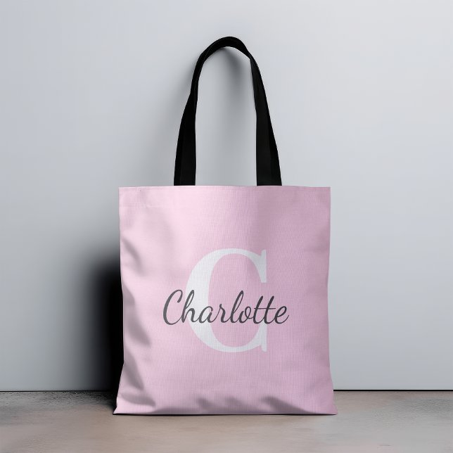 Bolsa Tote Monograma personalizado minimalista de nome person (Criador carregado)