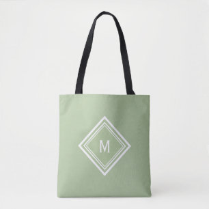 Bolsa Tote Monograma Personalizado Moderno e Elegante em Verd