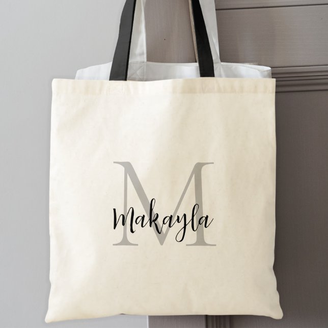 Bolsa Tote Monograma Personalizado na moda preto (Criador carregado)