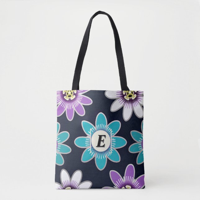 Bolsa Tote Monograma Personalizado Paixão Floral Flor (Frente)