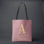 Bolsa Tote Monograma Personalizado para Damas de Honra Rosa P<br><div class="desc">Este é um design de monograma personalizado simples, moderno e sofisticado. Este design elegante está na tendência rosa po dusty em voga com tipografia estilosa. É perfeito como um presente personalizado para sua dama de honra ou madrinha e ideal como um presente de agradecimento para as damas de honra ou...</div>
