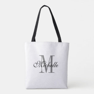Bolsa Tote Monograma personalizado preto e branco reversível