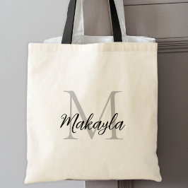 Bolsa Tote Monograma Personalizado Preto Elegante