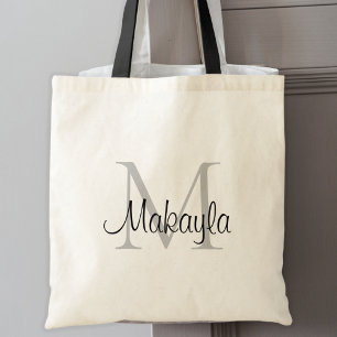 Bolsa Tote Monograma Personalizado Preto Elegante