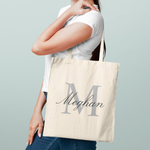Bolsa Tote Monograma Personalizado Preto Moderno e Elegante