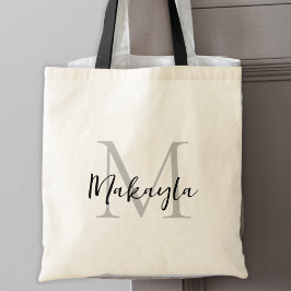 Bolsa Tote Monograma Personalizado Preto Moderno e Elegante