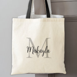 Bolsa Tote Monograma Personalizado Preto Moderno e Elegante