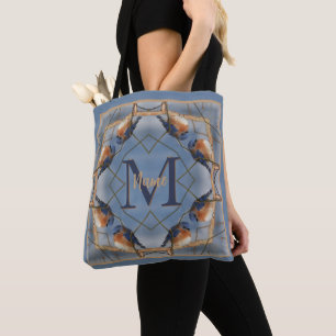 Bolsa Tote Monograma Personalizado Seu Inícial Arte da Nature