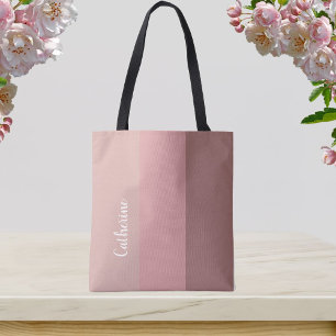 Bolsa Tote Monograma personalizado, tri-tom rosa, tipografia