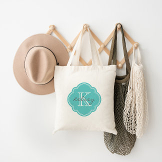 Bolsa Tote Monograma Personalizado Turquesa