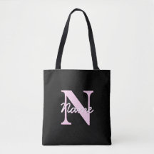 Monograma Personalizável Fofo | Rosa Claro e Preto