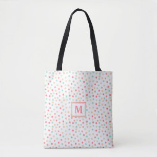 Bolsa Tote Monograma Polka-Dot Cinto, Azul e Verde