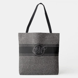 Bolsa Tote Monograma preto cinzento moderno do brilho grande