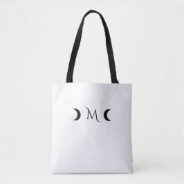 Bolsa Tote Monograma preto-e-branco do Crescente Moderno