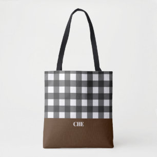 Bolsa Tote Monograma preto e branco verificado
