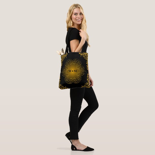Bolsa Tote Monograma preto e ouro com embelezamento (No(a) Modelo)
