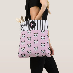 Bolsa Tote Monograma preto-rosa-claro