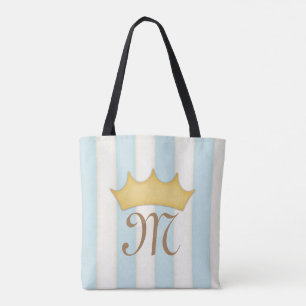 Bolsa Tote Monograma Princesa Coroada com Listras Vitorianas