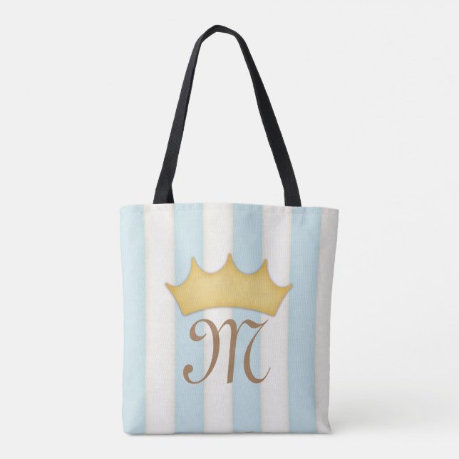 Bolsa Tote Monograma Princesa Coroada com Listras Vitorianas  (Verso)