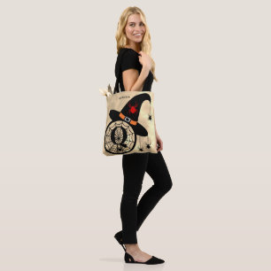 Bolsa Tote Monograma Q Aranhas de Bruxas Nuvens Nome Todo