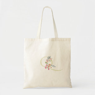 Bolsa Tote monograma Q floral de casamento primavera Chá de N