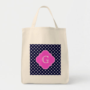 Bolsa Tote Monograma Quatrefoil Rosa Quente do marinho Whats