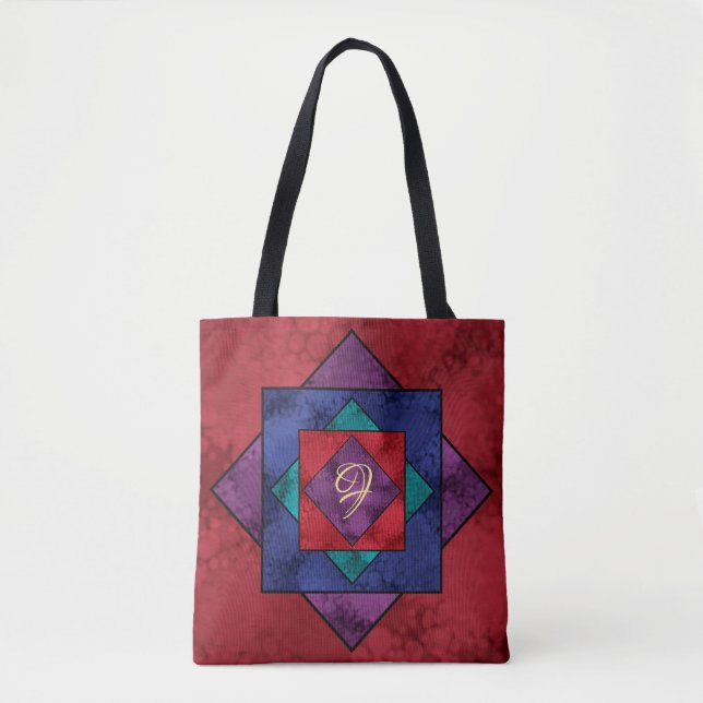 Bolsa Tote Monograma Quilt Square (Frente)