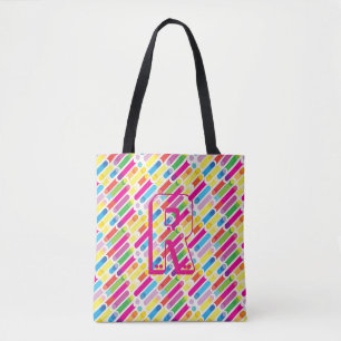Bolsa Tote Monograma Rainbow Diagonal Lines, Pop