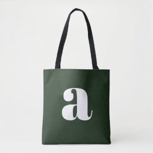 Bolsa Tote Monograma Retro de Letra Pastel Branco Fofo Verde