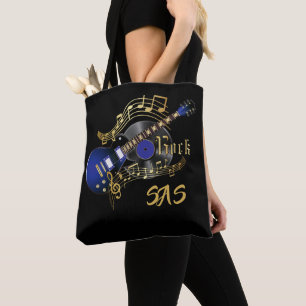 Bolsa Tote Monograma Rock Guitar - Azul