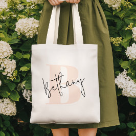 Bolsa Tote Monograma Rosa Bege Moderno e Elegante