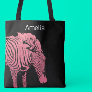Bolsa Tote Monograma, Rosa e Zebra Negra