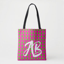 Bolsa Tote Monograma Rosa quente e verde