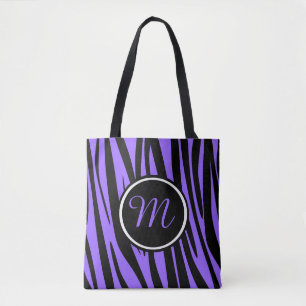 Bolsa Tote Monograma roxo bonito do costume da zebra