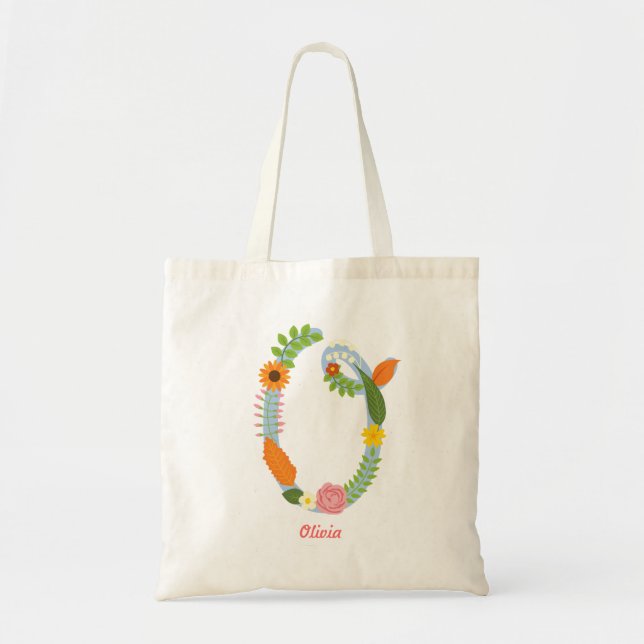 Bolsa Tote Monograma Russo de Flor Whimical (O) (Frente)