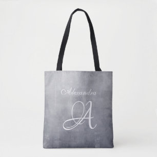 Bolsa Tote Monograma rústico cinza elegante
