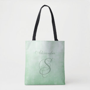 Bolsa Tote Monograma rústico elegante Cinza Pistache