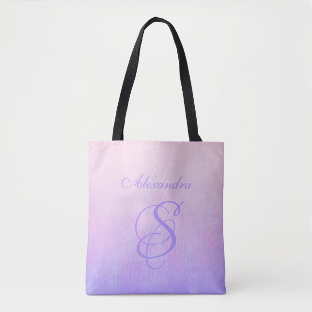 Bolsa Tote Monograma rústico Rosa Macio Azul (Frente)