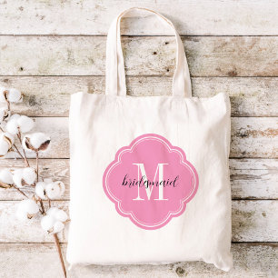Bolsa Tote Monograma - Saco de Toques Bridesmaid Rosa