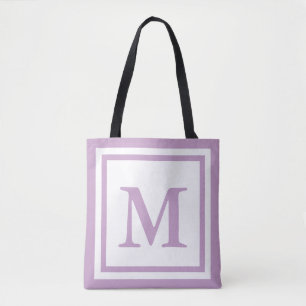 Bolsa Tote Monograma Simples Branco e Lilac