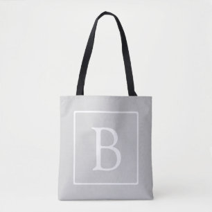 Bolsa Tote Monograma Simples Cinza Claro
